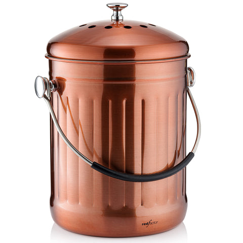RED FACTOR matt copper bin front view showing sleek design and countertop appeal