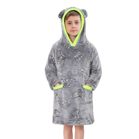 Redair front view hoodie blanket showing roomy fit and hood for cozy comfort