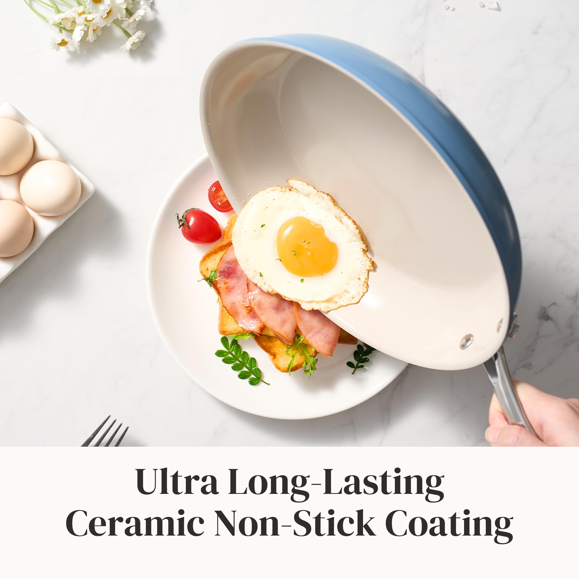 Redchef close-up of ceramic coating highlighting easy-release cooking surface