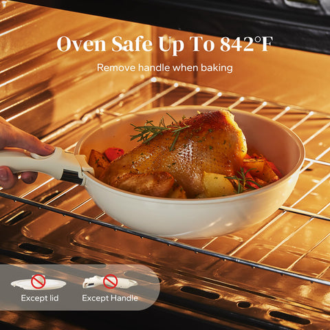 Redchef pan without handle showing oven-ready versatility and safe transfer