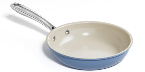 Redchef front view of blue 8-inch pan showing shape and finish for modern kitchens