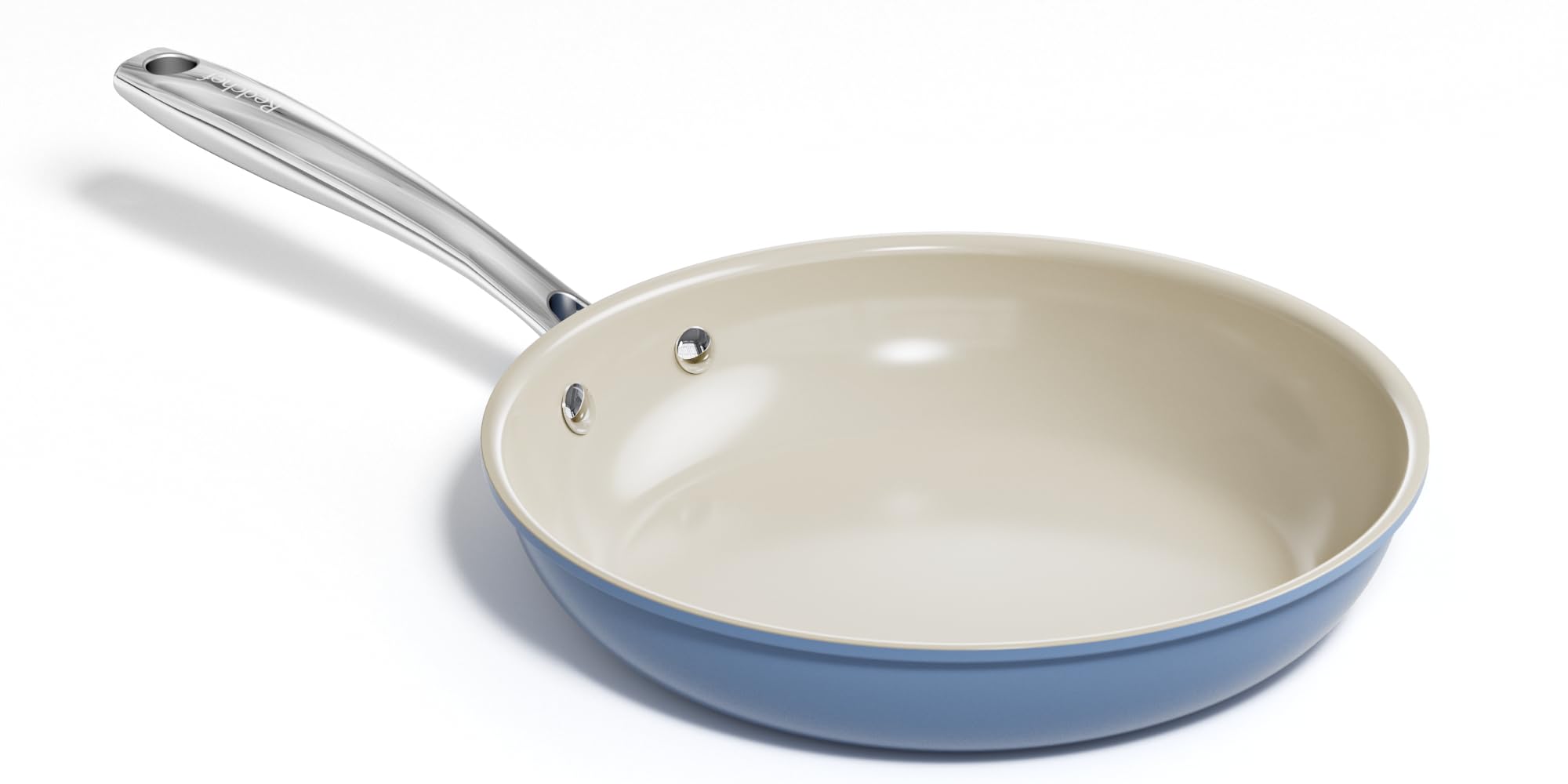 Redchef front view blue skillet showing sleek design and easy storage benefit