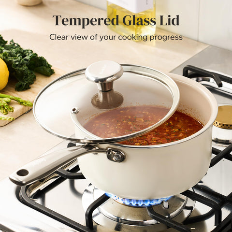 Redchef tempered glass lid close-up with steam vent, enabling visual cooking control