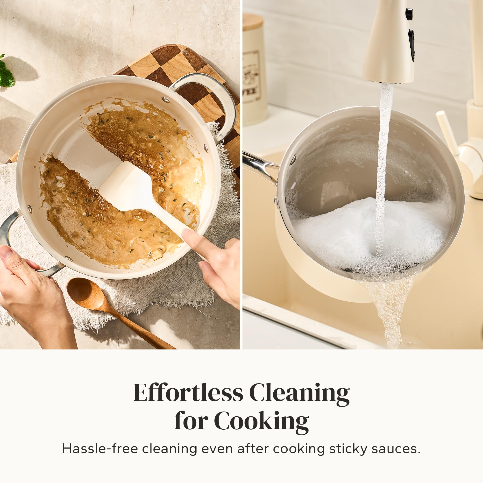 Redchef stay-cool ergonomic handle close-up, providing comfortable safe gripping
