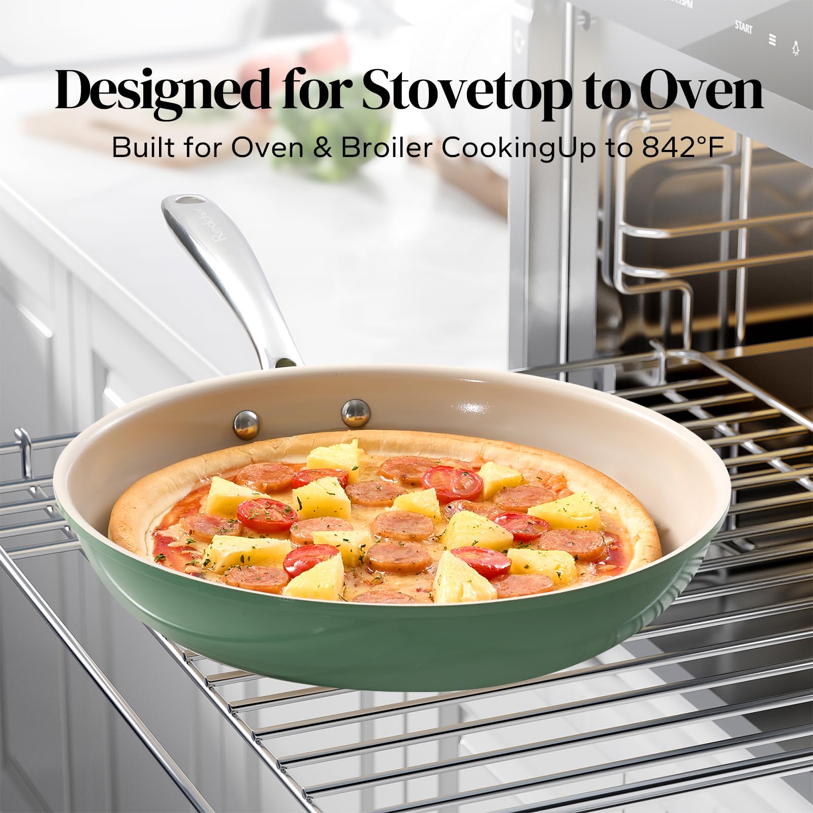 Redchef lifestyle kitchen breakfast scene featuring compact pan for everyday meals