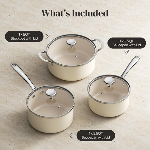 Redchef cookware packaging with lids visible, indicating complete 6-piece set contents