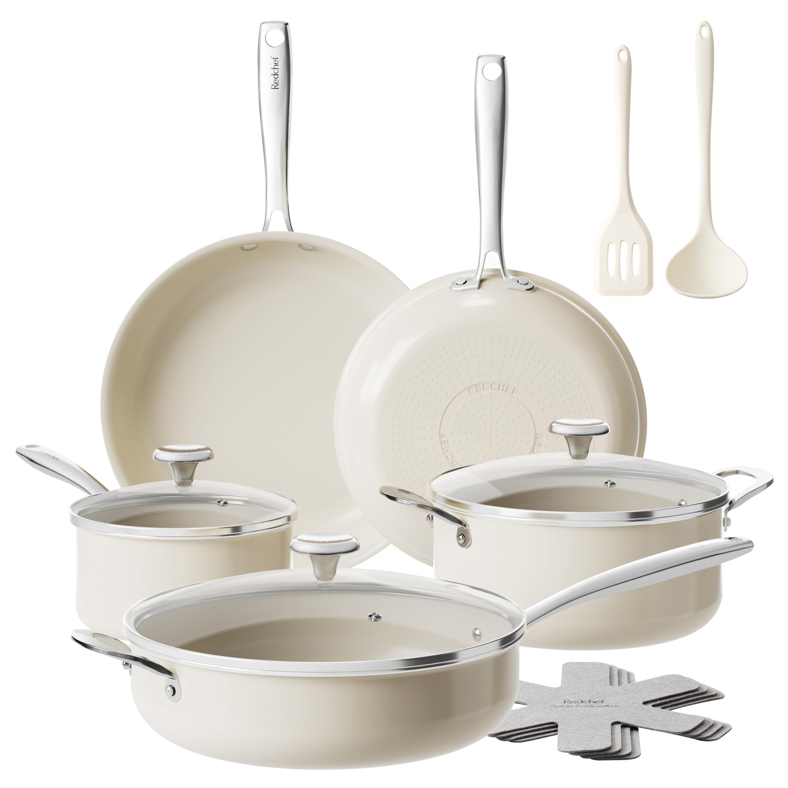 Redchef set front packaging showing complete cookware collection and convenience