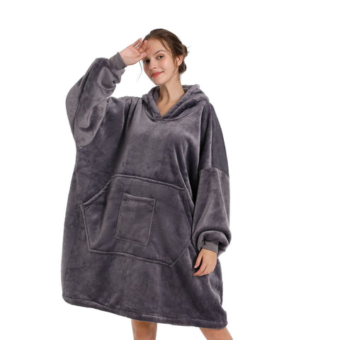 REDESS blanket hoodie front view showing oversized fit and cozy look for warmth
