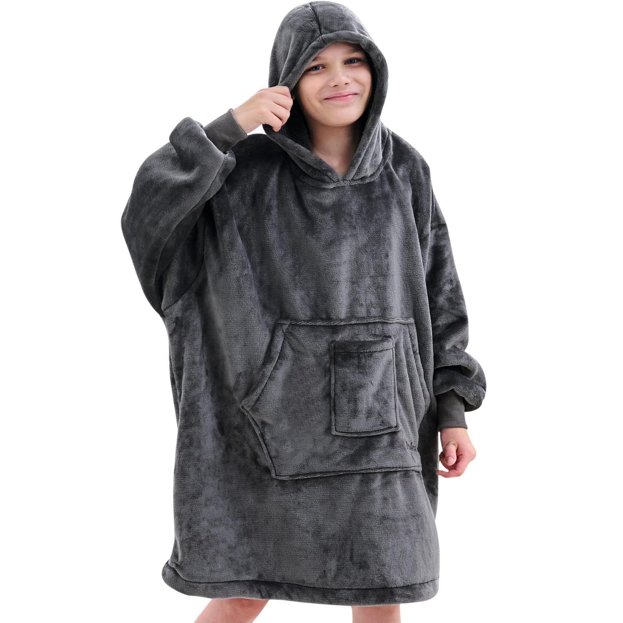 redess front view wearable blanket hoodie showing oversized fit and cozy look