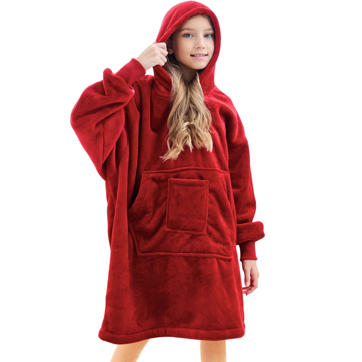 REDESS front view hoodie showing oversized fit and cozy look for warmth