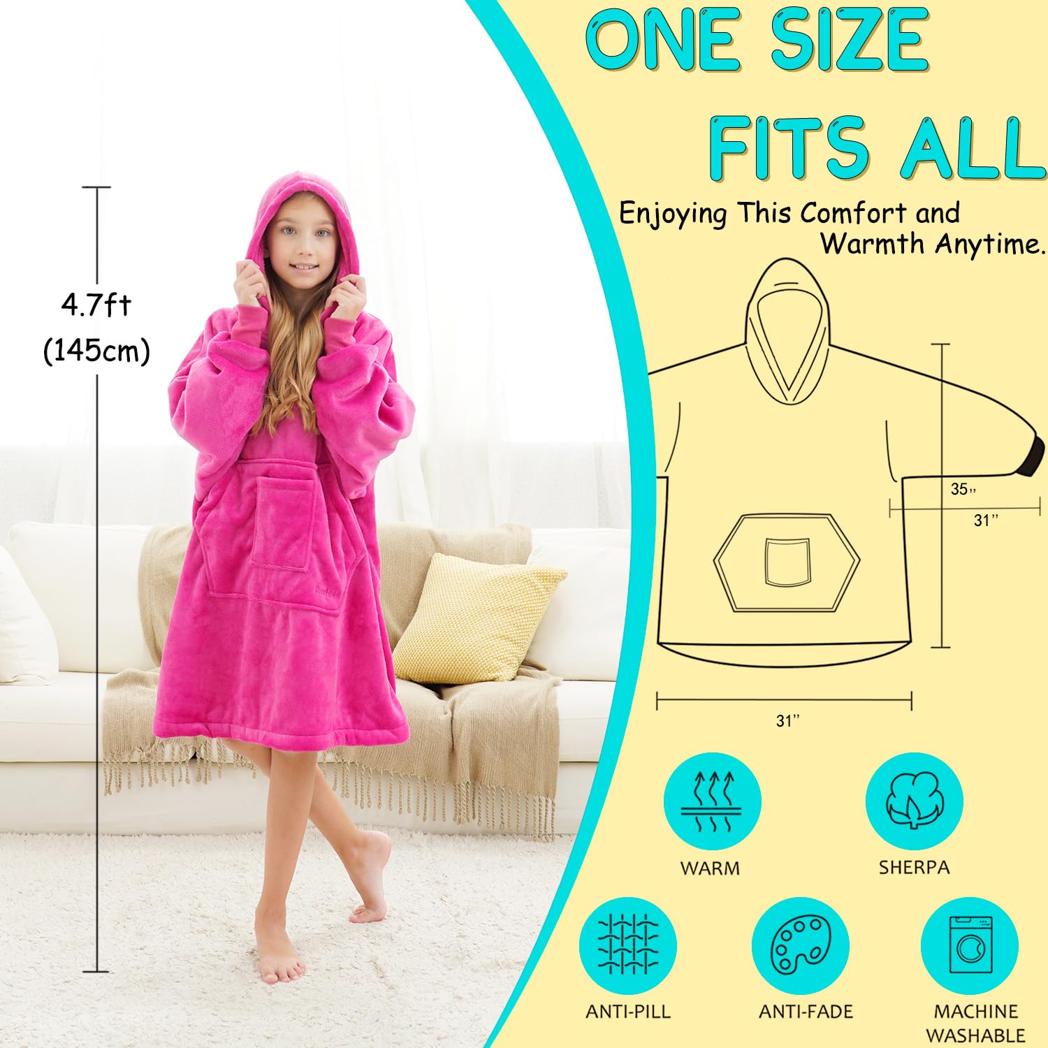 REDESS giant pocket detail showing storage benefit for hands and toys