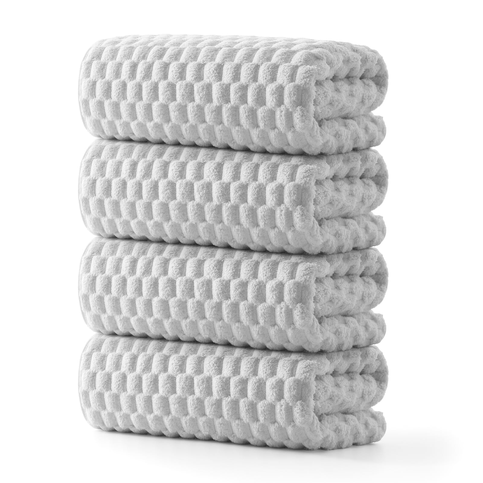 REDKISS front view of 4-pack gray towels showing value and style