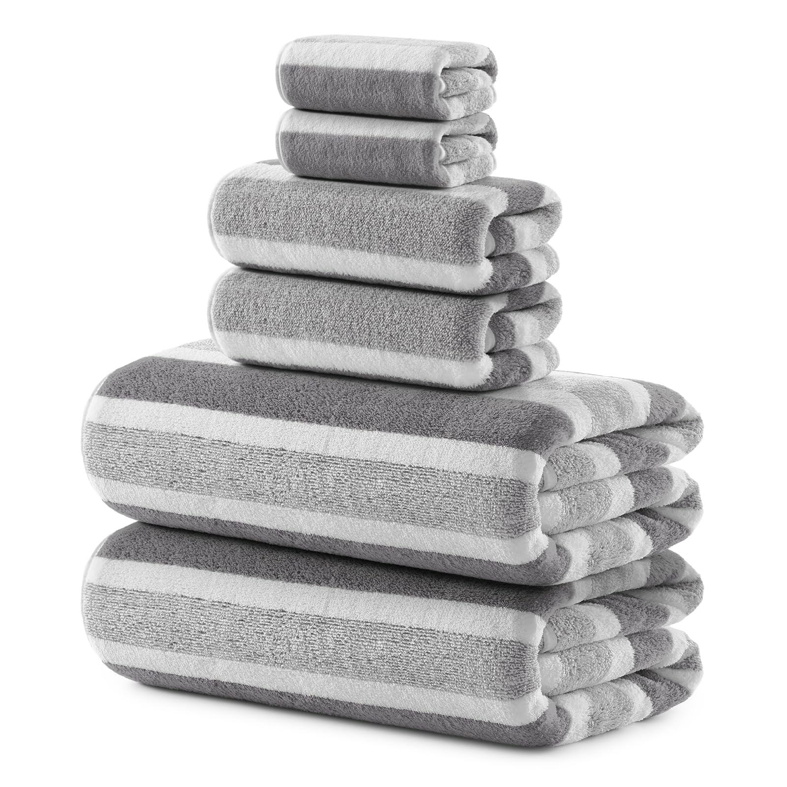 REDKISS front view of gray towel set showing full package and sizes for quick selection