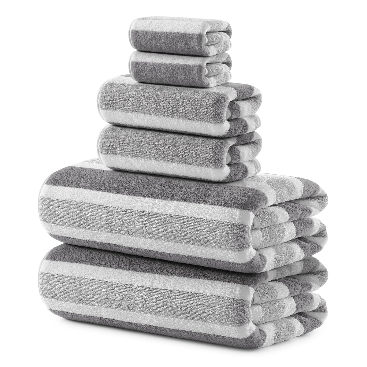 REDKISS front view of gray towel set showing full package and sizes for quick selection