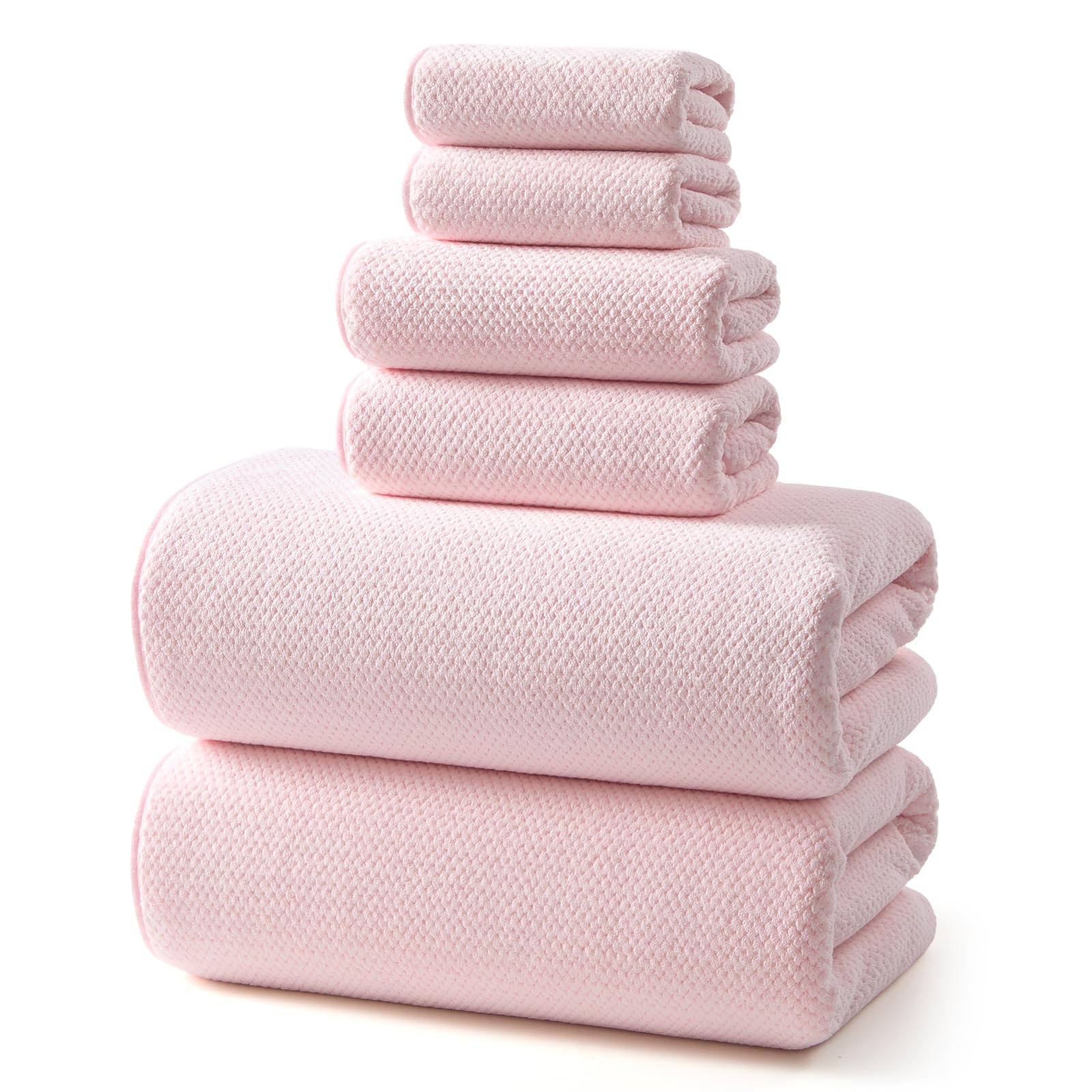 REDKISS front view of pink towel set showing full package and color appeal