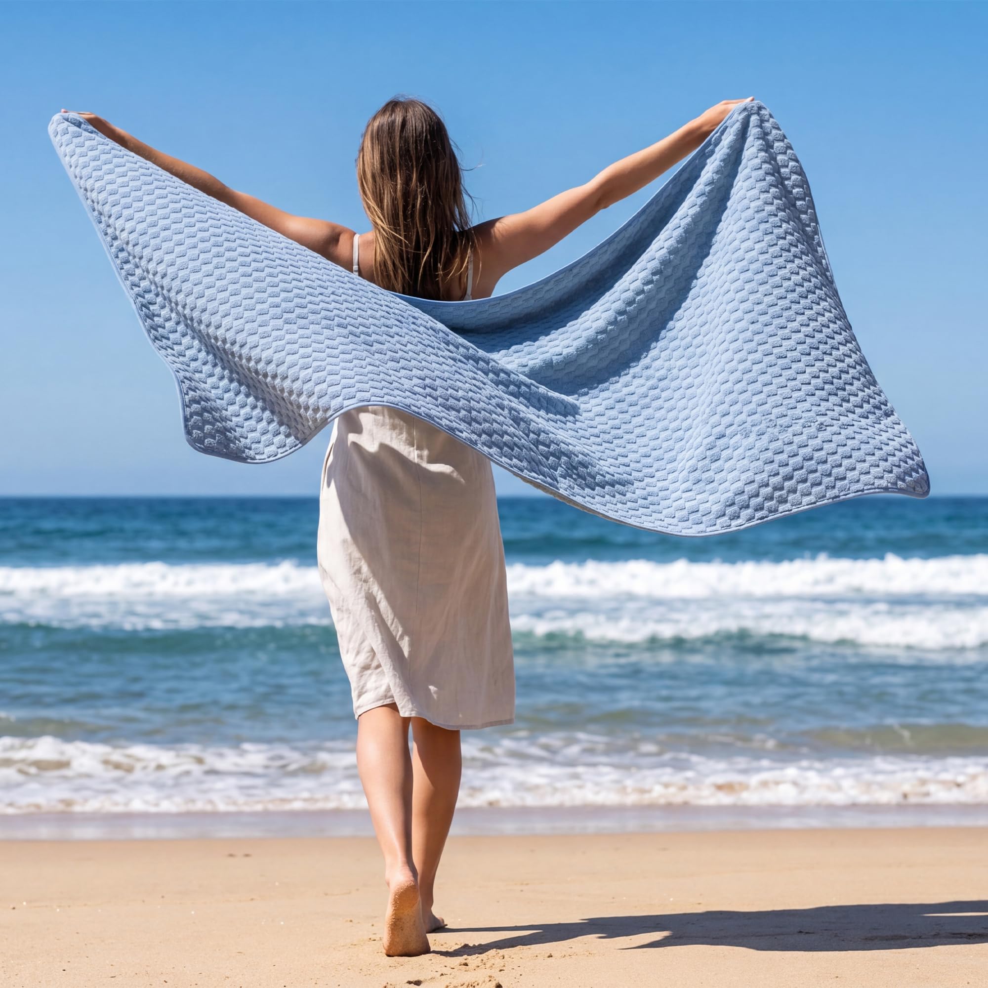 REDKISS towel wrapped around wet hair illustrating gentle drying and lint-free finish
