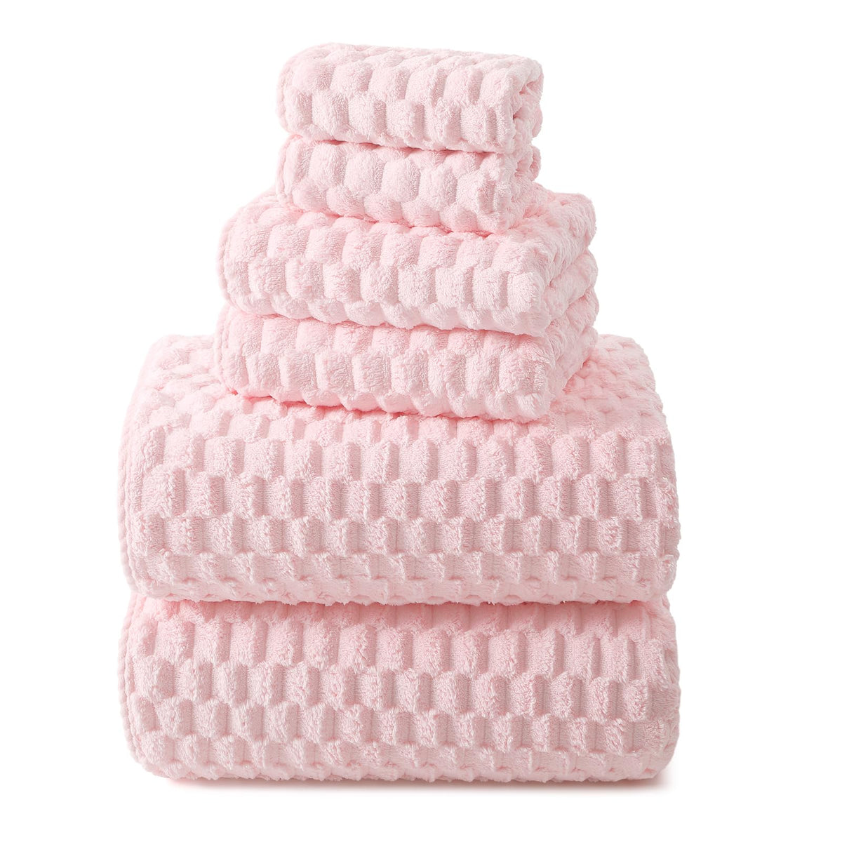 REDKISS pink front packaging showing complete 6‑piece towel set benefit: ready-to-use