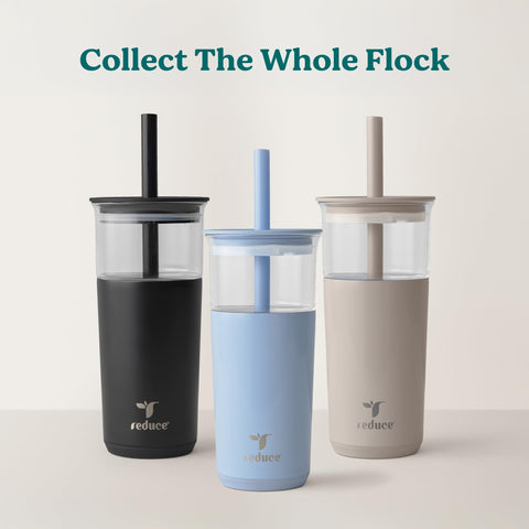 REDUCE Aspen placed in car cupholder, compact 20oz travel-friendly fit