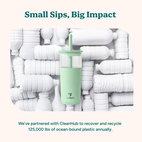 REDUCE Aspen lid and straw disassembled showing dishwasher-safe parts for easy cleaning