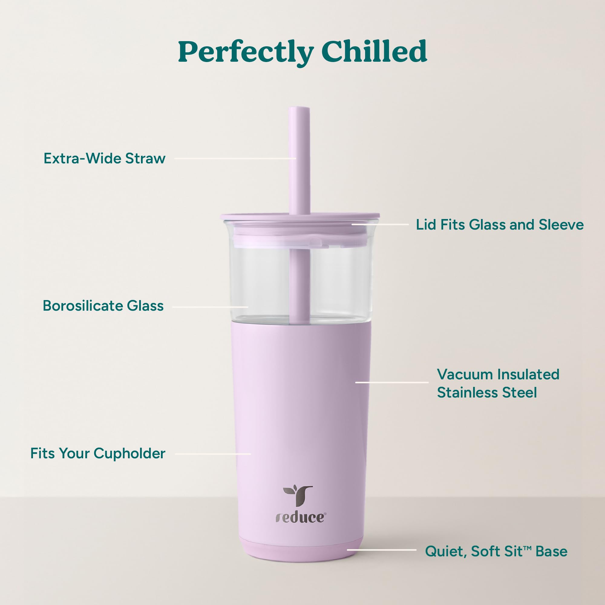 REDUCE Aspen extra-wide straw detail, ideal for smoothies and boba without clogging