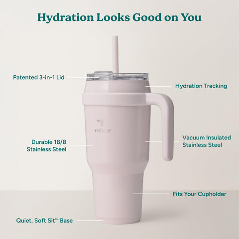 REDUCE Cold1 flip lid open with reusable straw for hands-free sipping