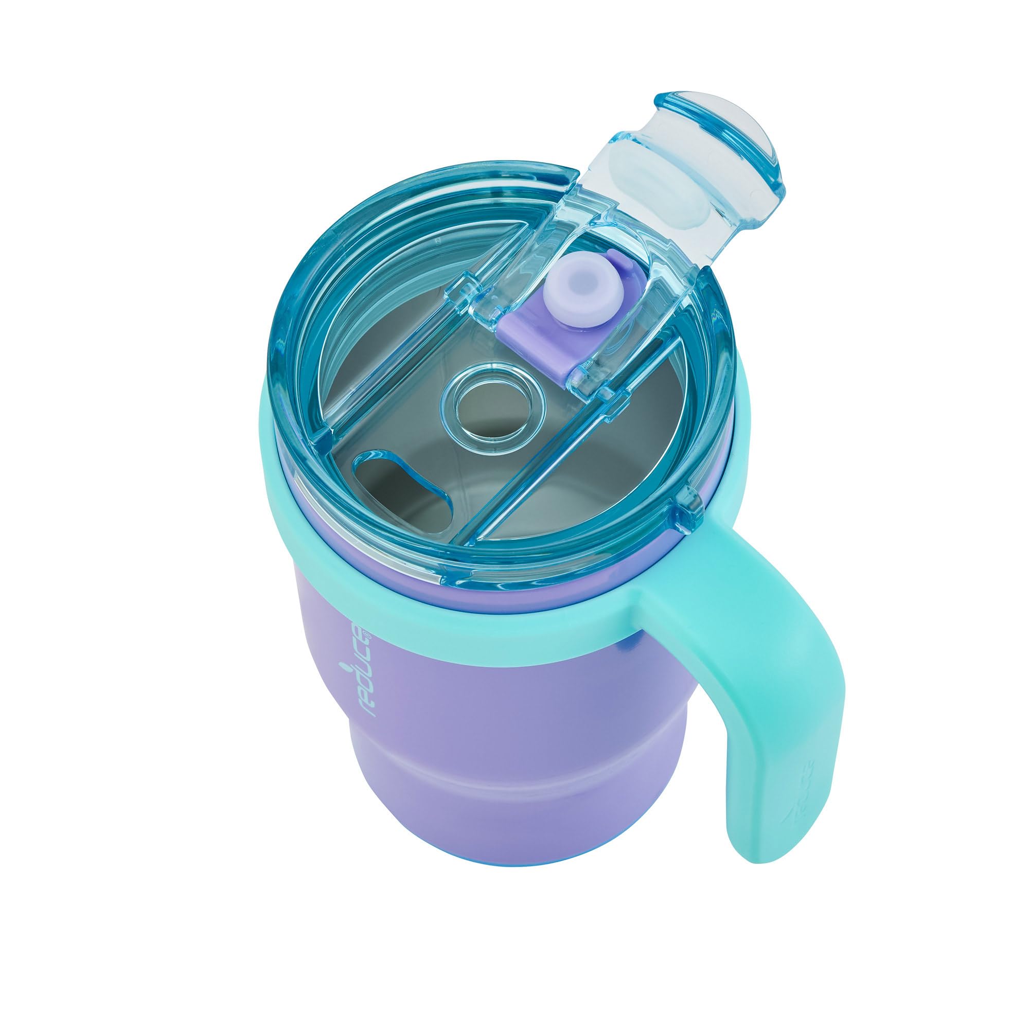 REDUCE child holding tumbler demonstrating easy one-handed use