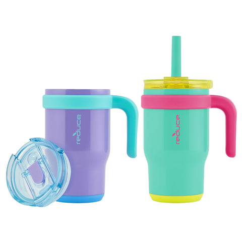 REDUCE lid and chew-resistant straw close-up showing spill control