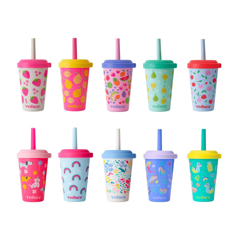 REDUCE front packaging showing the 10-pack and colorful tumblers for easy selection