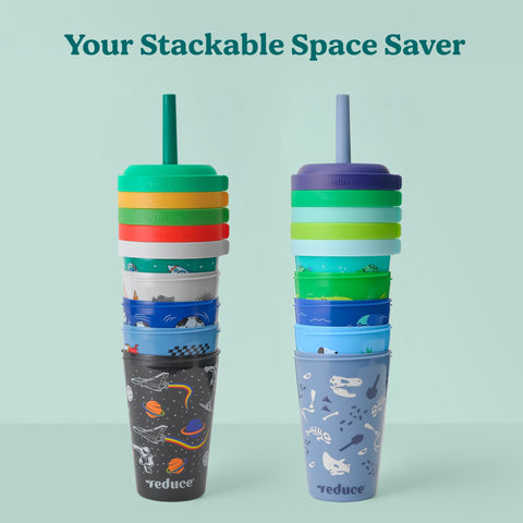 REDUCE GoGo's cup held in hand showing 12oz scale and kid-friendly size