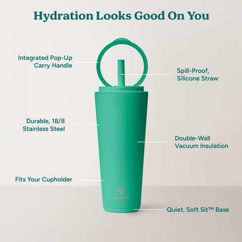 REDUCE Halo pop-up handle in use demonstrating easy one-handed carrying convenience