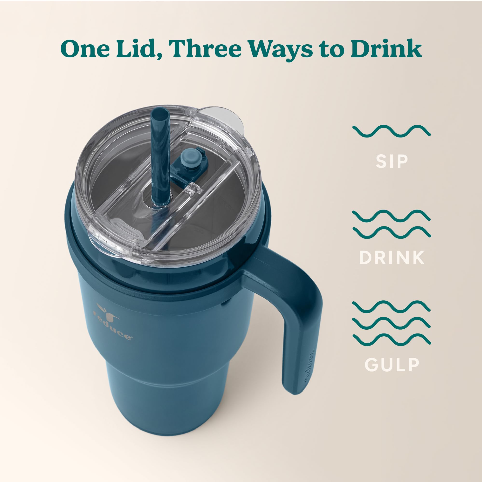 REDUCE interior ounce markings visible for precise hydration tracking advantage