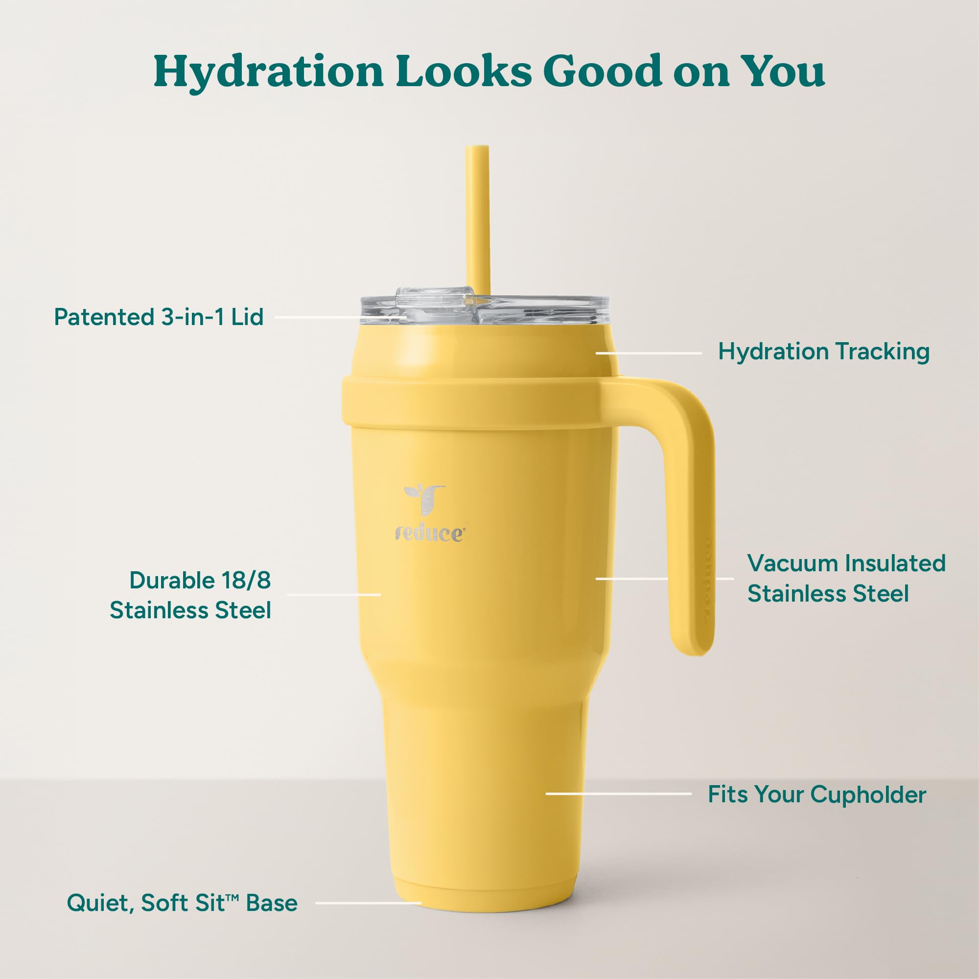 REDUCE reusable straw close-up demonstrating eco-friendly sipping option