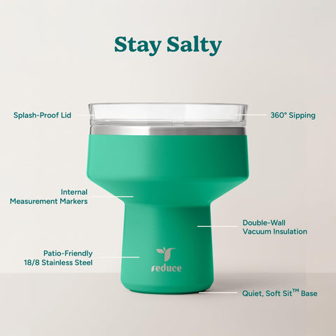 REDUCE Saltini 360-degree lid closeup showing spill-resistant sip design