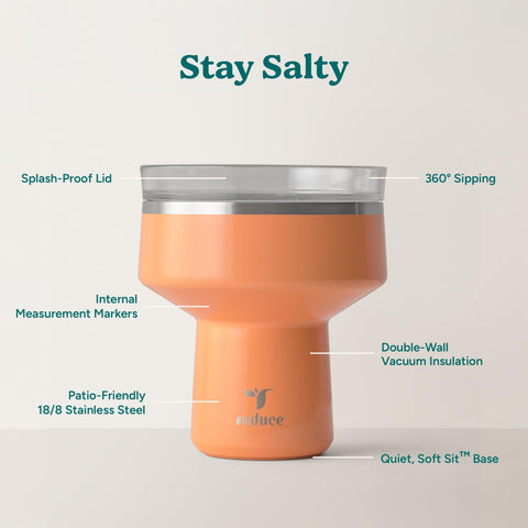 REDUCE Saltini 360-degree lid top view showing spill-resistant sipping convenience
