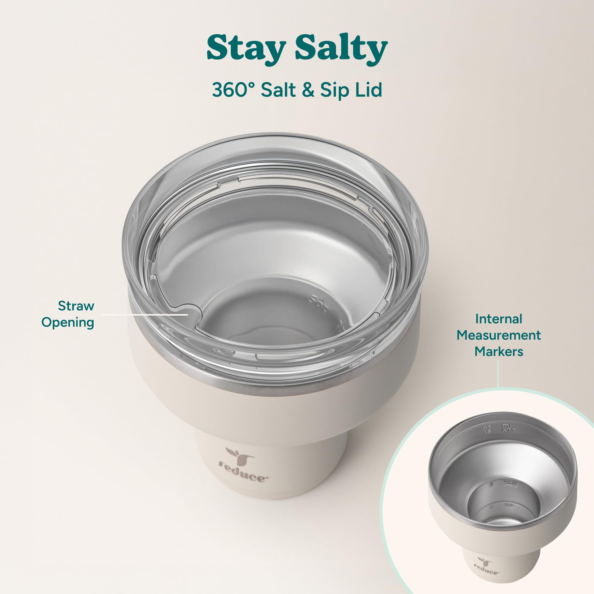 REDUCE Saltini in hand demonstrating comfortable wide stem grip and portability