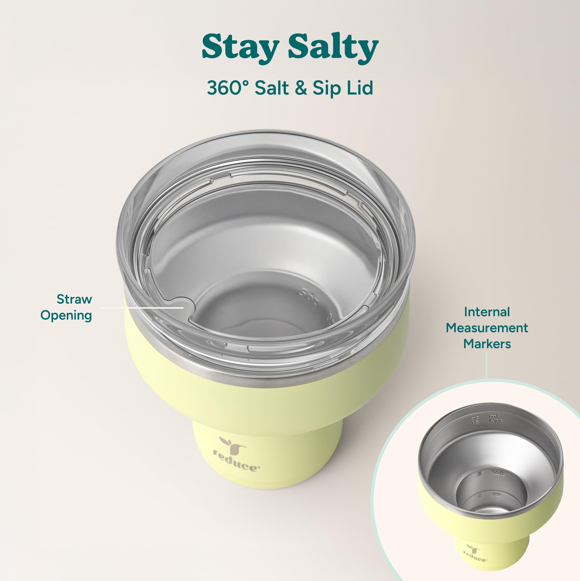 REDUCE Saltini served poolside conveying safe, glass-free outdoor entertaining