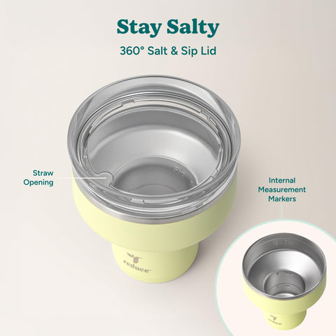 REDUCE Saltini served poolside conveying safe, glass-free outdoor entertaining