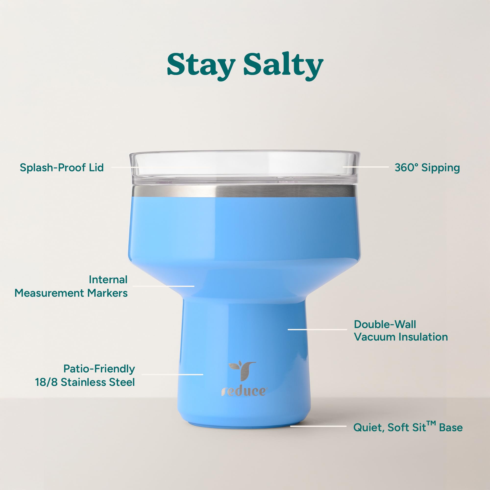 REDUCE Saltini side profile highlighting double-wall insulation for longer cold retention