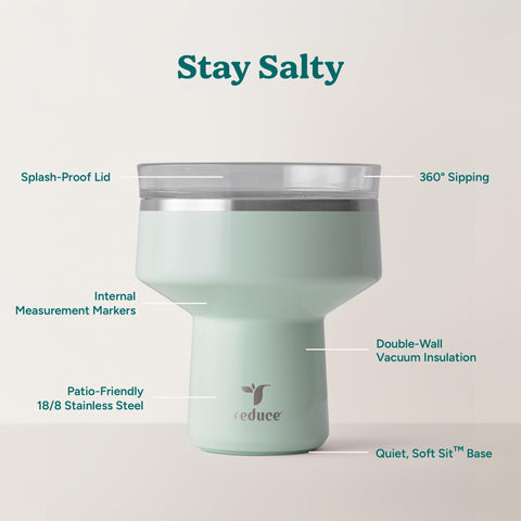 REDUCE Saltini stem and soft-sit base demonstrating secure grip and quiet placement