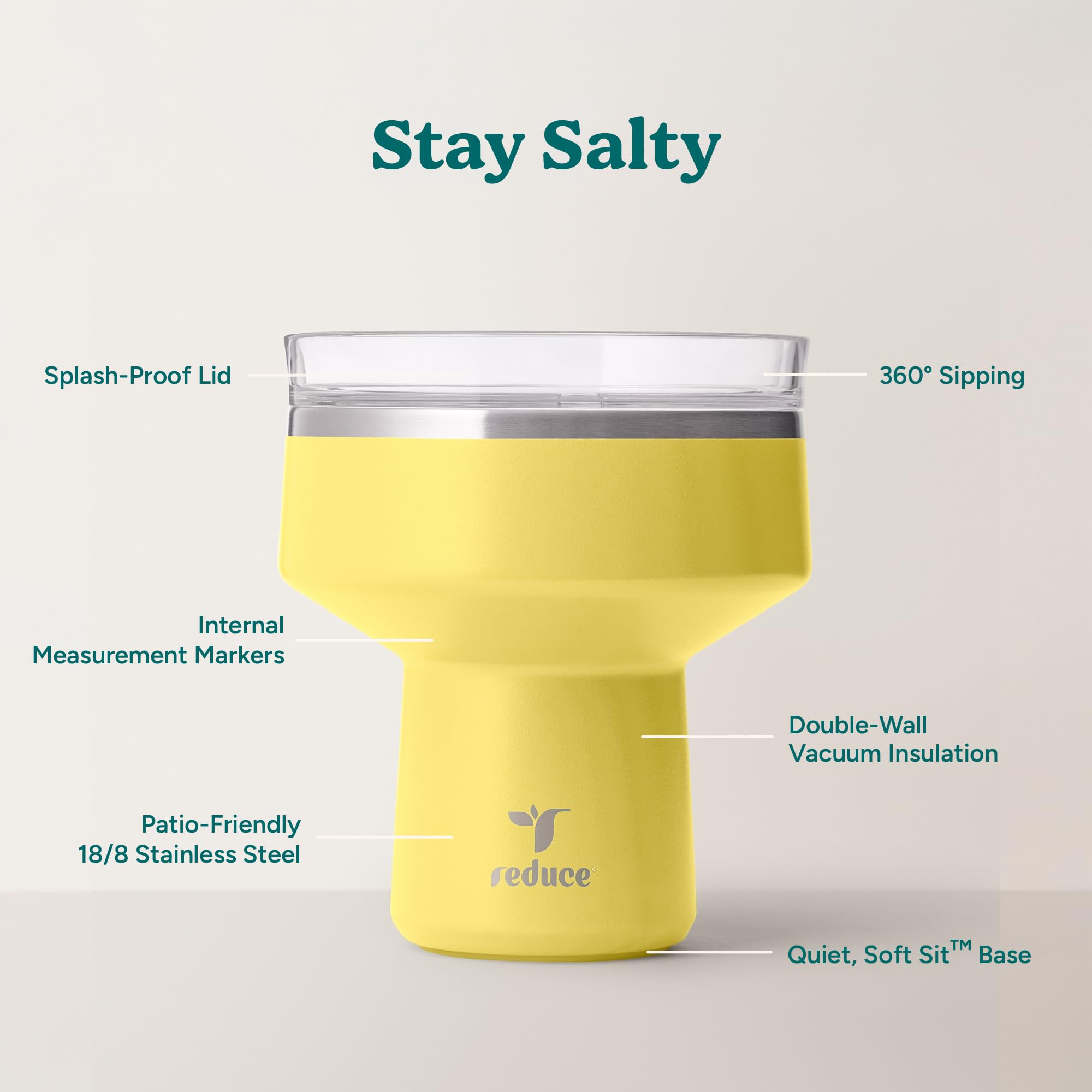 REDUCE Saltini texture detail highlighting stainless-steel finish for scratch resistance benefit