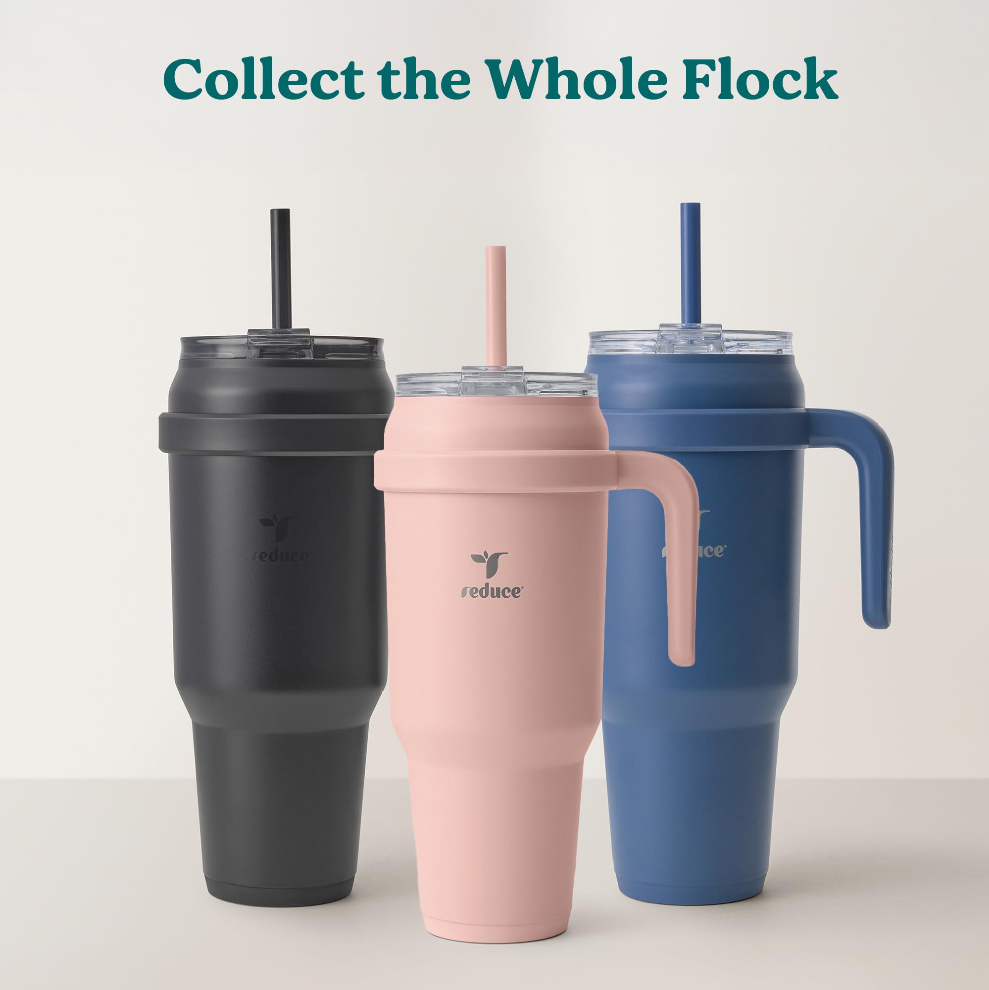REDUCE tumbler seated in car cupholder demonstrating secure fit