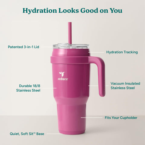 REDUCE interior ounce markings close-up to help track hydration and measure intake