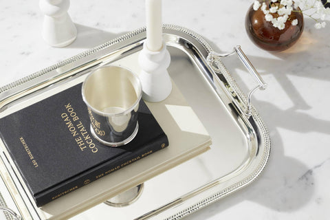 Reed & Barton tray staged with fruit centerpiece to boost presentation
