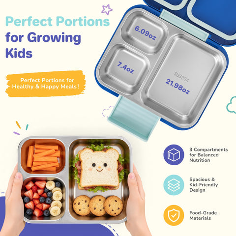 Reeple open with removable tray displaying three compartments benefit: organized meals