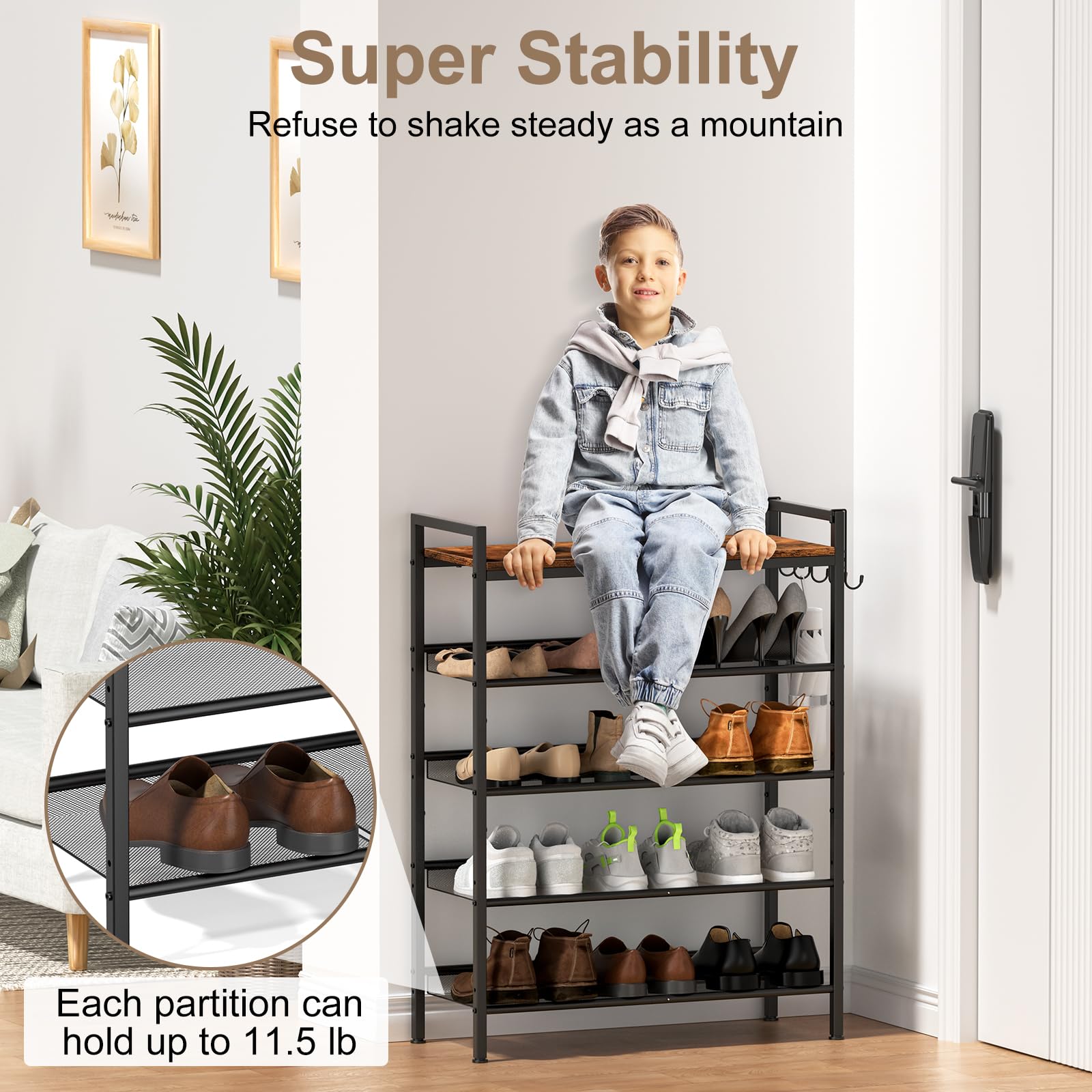 Refrze hooks holding umbrella and bag showing added hanging storage convenience