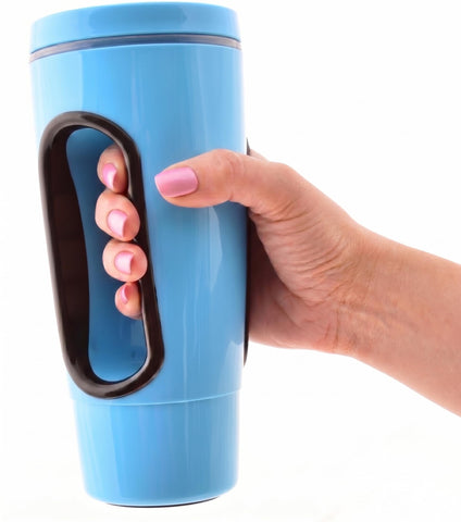 Rehabilitation Advantage user holding mug in hand slot showing independence benefit