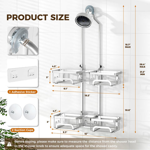 REINHARDT anti-slip U-bracket with adhesive stickers and suction cups securing caddy