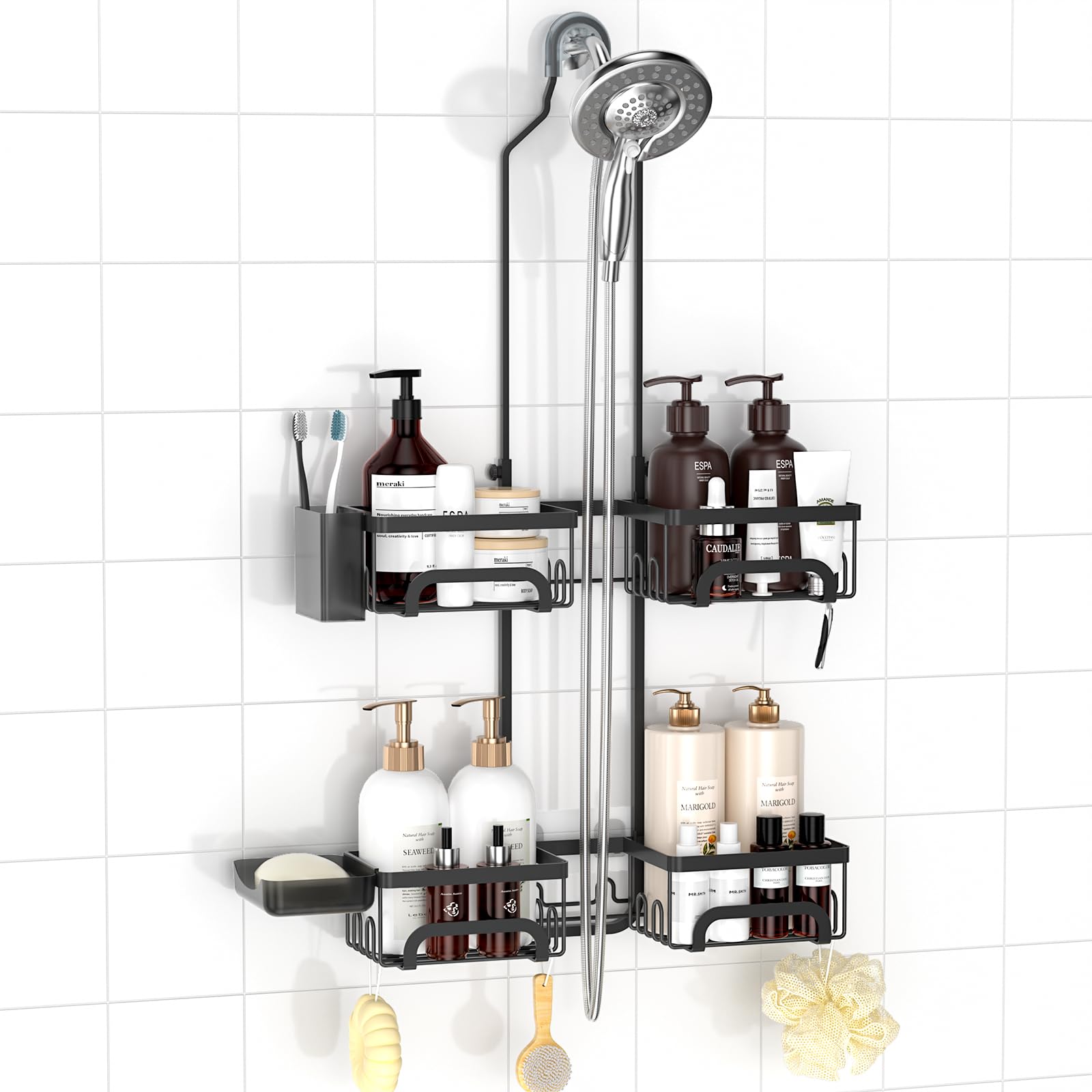 REINHARDT front view of hanging caddy showing organized storage benefit