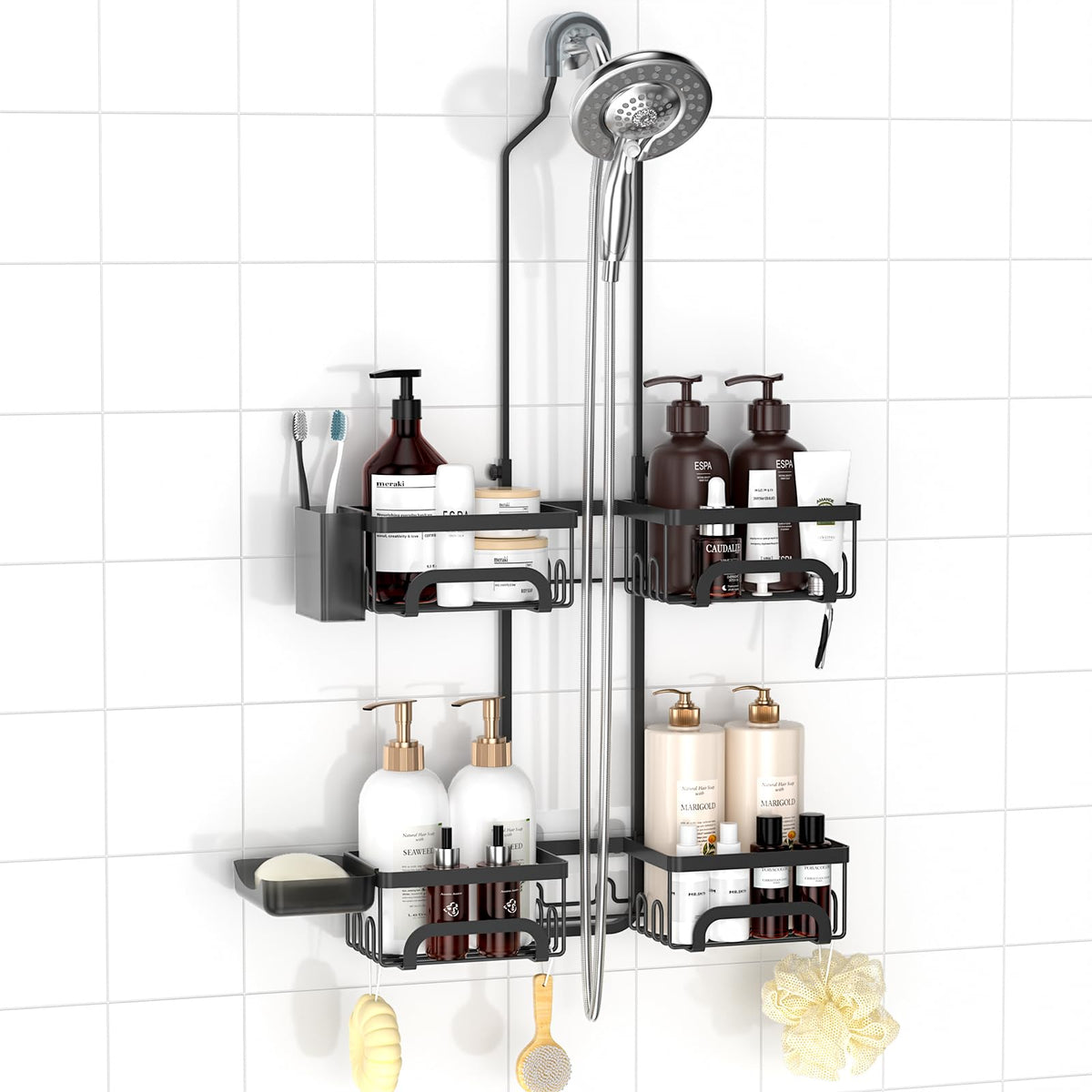 REINHARDT front view of hanging caddy showing organized storage benefit