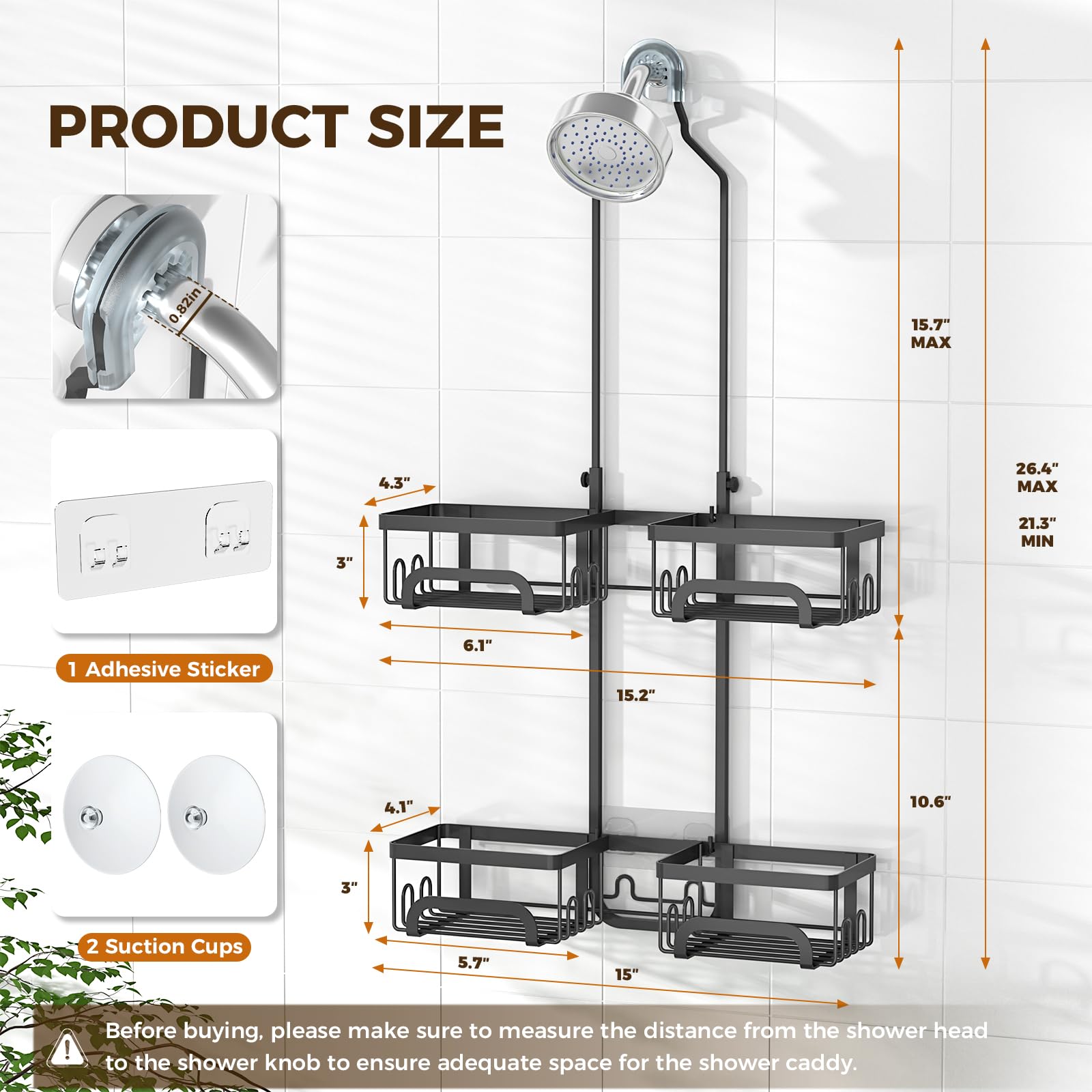 REINHARDT mounted on showerhead pipe for quick tool-free installation